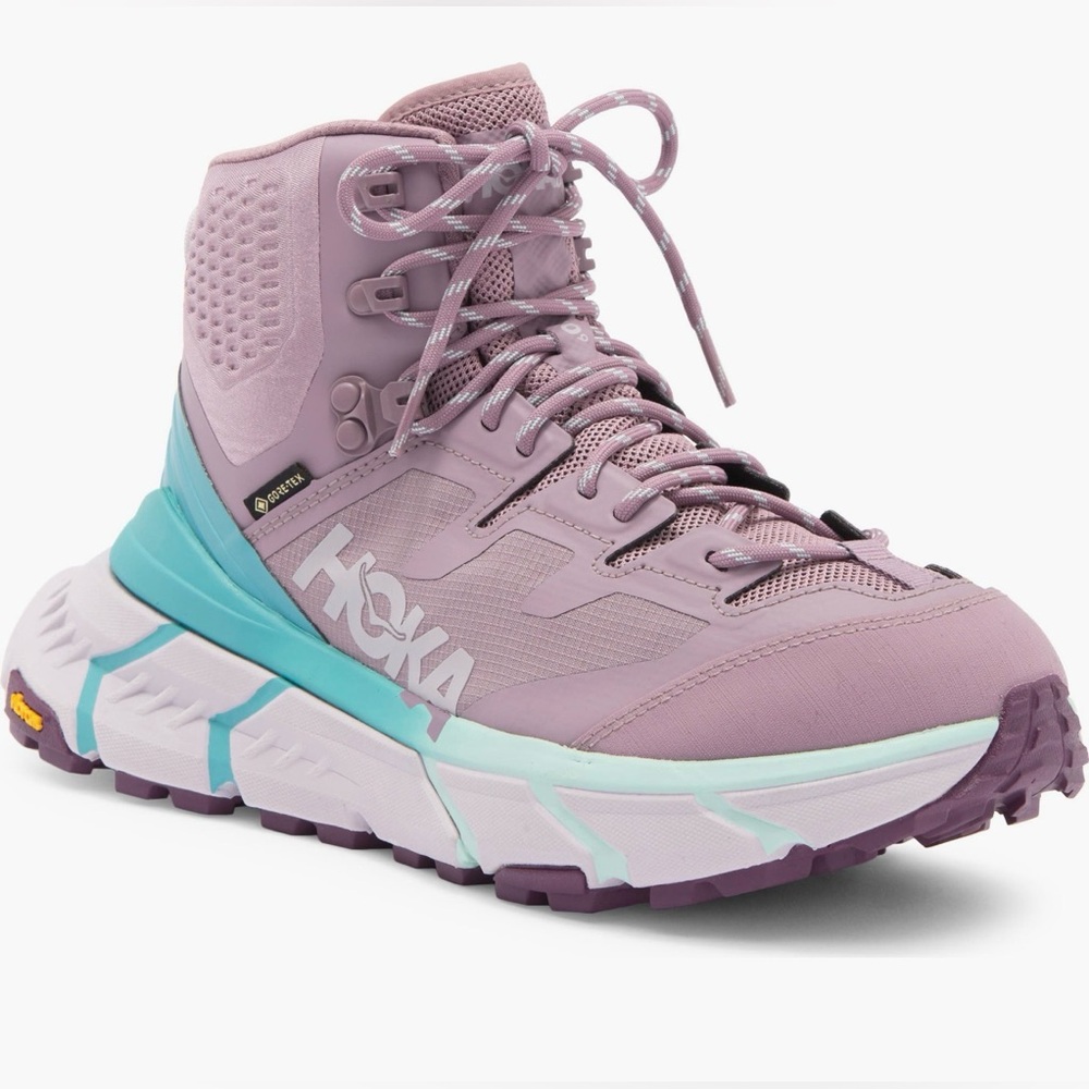 HOKA Women's Purple and Teal Tennine Waterproof Hiking Boots NWOT 0278